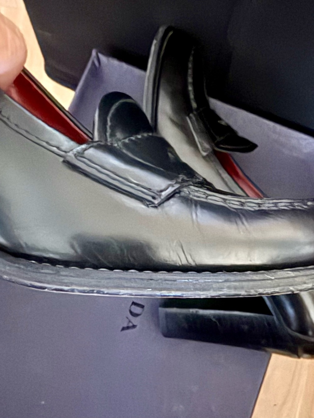 PRADA vintage Black Leather Penny Loafers size 38 - Picture 3 of 7